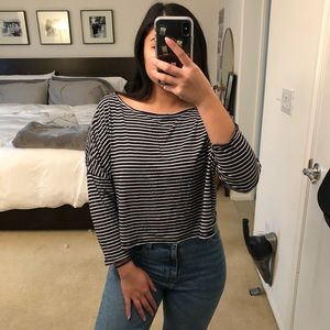 🆕 H&M Striped Jersey Cropped Top